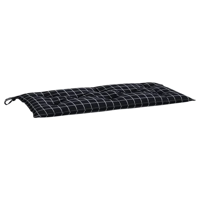 vidaXL Cojín de banco jardín tela Oxford a cuadros negro 100x50x7 cm