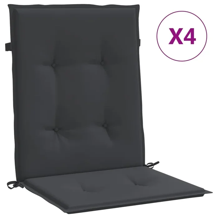 vidaXL Cojín de silla de jardín respaldo bajo 4 uds tela Oxford negro