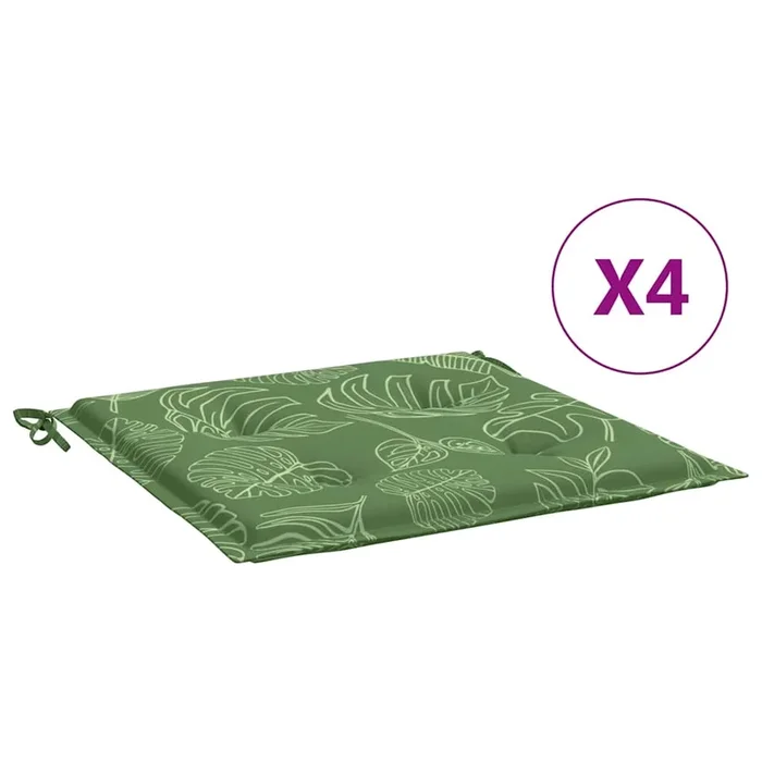 vidaXL Cojines de silla 4 uds tela estampado de hojas 40x40x4 cm