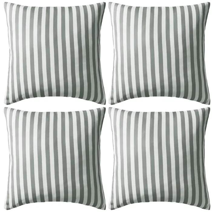vidaXL Cojines para exterior a rayas 45×45 cm gris 4 unidades