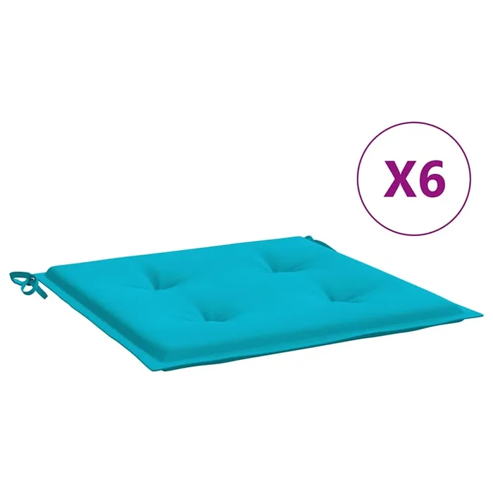 vidaXL Cojines para silla de jardín 6 uds tela turquesa 50x50x4 cm