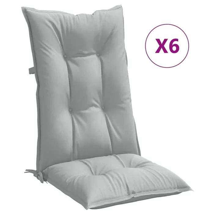 vidaXL Cojines para silla respaldo alto 6 uds tela gris claro melange (2)