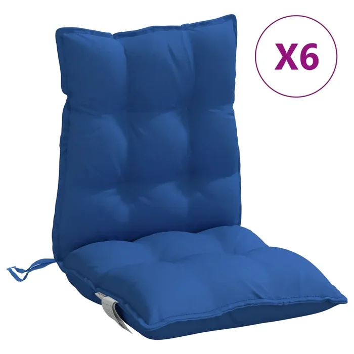 vidaXL Cojines para silla respaldo bajo 6 uds tela Oxford azul real