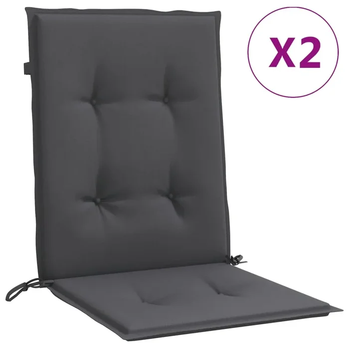 vidaXL Cojines silla respaldo bajo 2 ud tela gris antracita melange