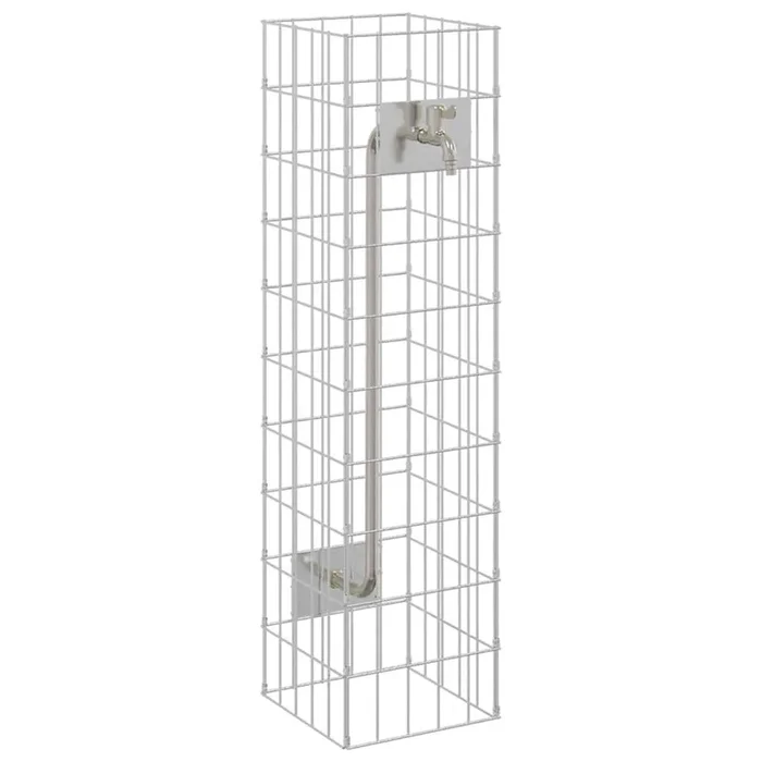 vidaXL Columna de Gabión Plateado 25 x 25 x 100 cm Acero inoxidable