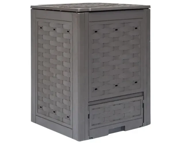 vidaXL compostador de jardín marrón plástico ratán 60x60x83 cm 300 l | Brico Depôt Offerta Del Giorno
