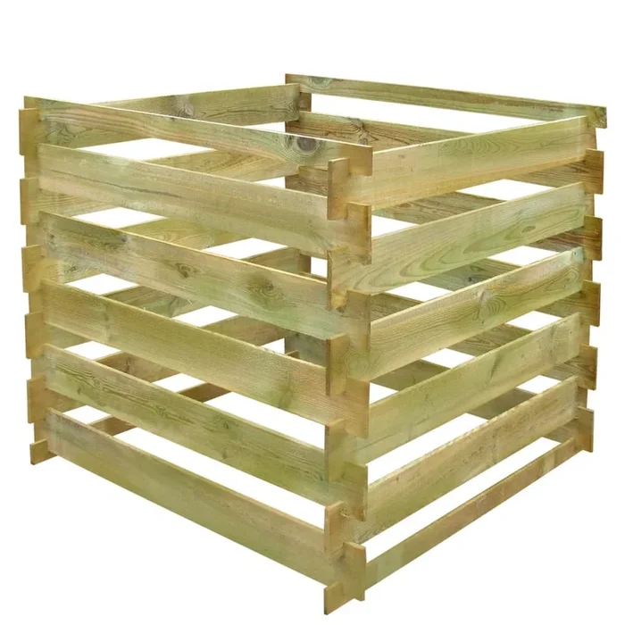 vidaXL Compostador de listones cuadrado de madera 0,54 m3