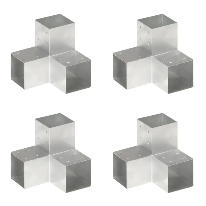 vidaXL Conectores de postes en Y 4 uds metal galvanizado 101×101 mm
