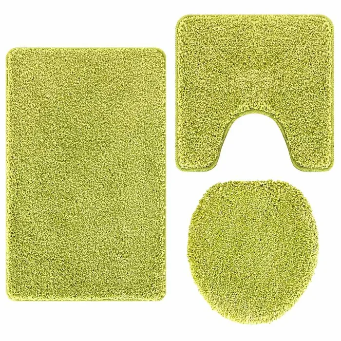 vidaXL Conjunto de alfombra de baño antideslizante 3 pcs Verde