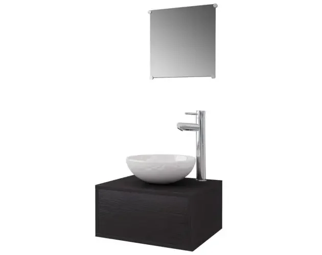 vidaXL conjunto de muebles de baño con lavabo y grifo 4 piezas negro | Brico Depôt Ultimissimo Modello