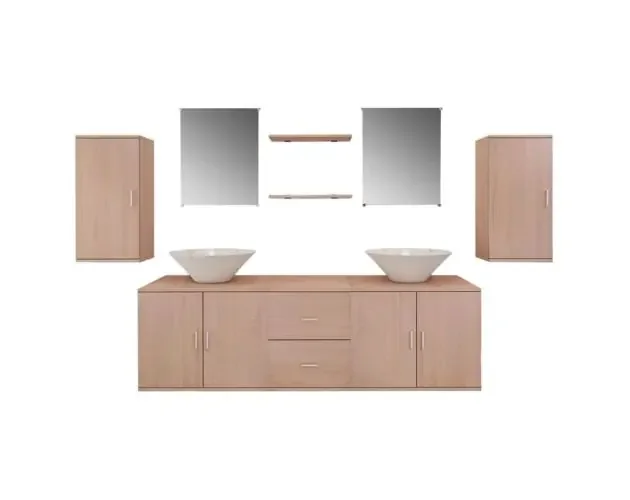 vidaXL conjunto de muebles de baño y lavabo 9 piezas beige | Brico Depôt Ordina Subito