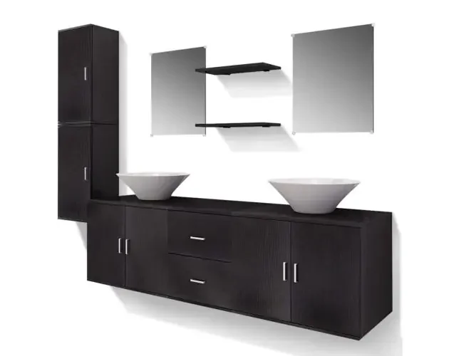vidaXL conjunto de muebles de baño y lavabo 9 piezas negro | Brico Depôt Vendita Finale