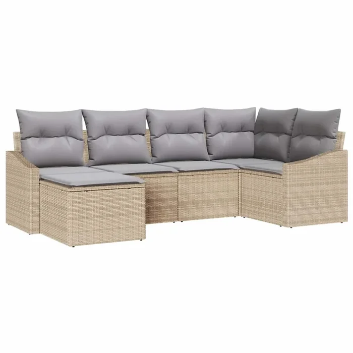 vidaXL Conjunto de sofá de jardín 6 pcs Beige Poliratán (80)