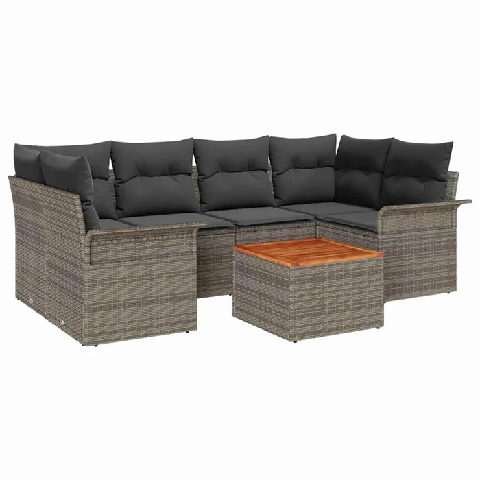 vidaXL Conjunto de sofá de jardín con cojín 7 pcs Gris 55 x 55 x 37 cm (17)