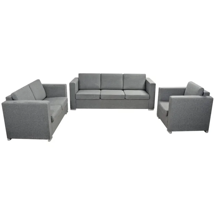 vidaXL Conjunto de sofás 3 unidades tela gris claro