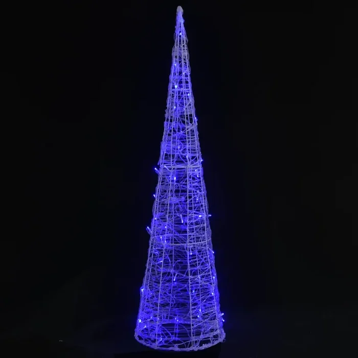 vidaXL Cono de luz LED de pirámide decorativo acrílico azul 90 cm