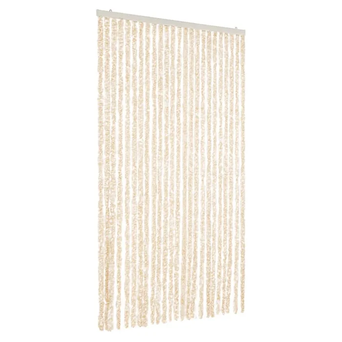 vidaXL Cortina antimoscas chenilla beige y blanco 100×220 cm