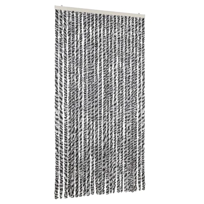 vidaXL Cortina antimoscas chenilla gris negro y blanco 100×220 cm