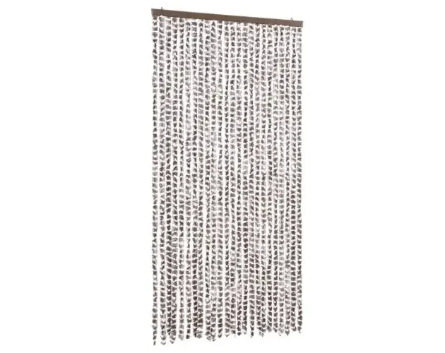 vidaXL cortina antimoscas chenilla gris taupe y blanco 100×230 cm | Brico Depôt Lusso