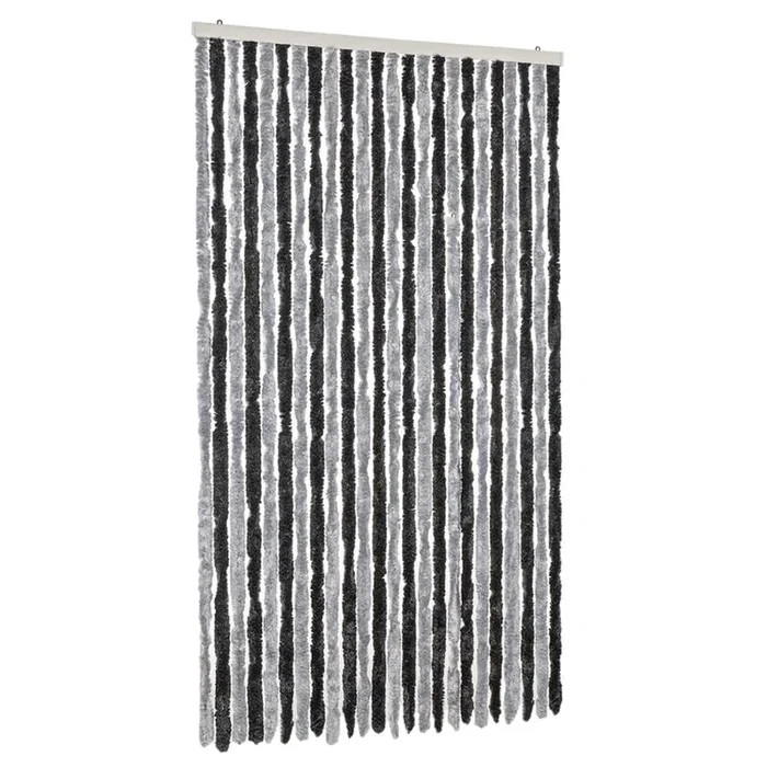 vidaXL Cortina antimoscas chenilla gris y negro 100×220 cm