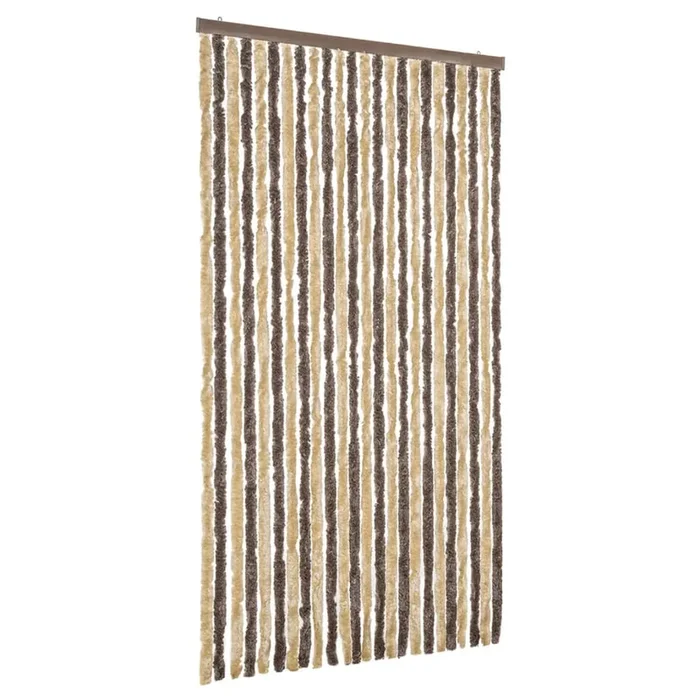 vidaXL Cortina antimoscas chenilla marrón oscuro y beige 100×230 cm