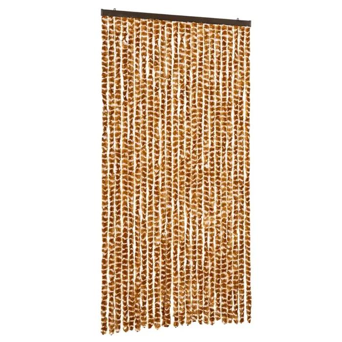 vidaXL Cortina antimoscas chenilla ocre y blanco 100×230 cm