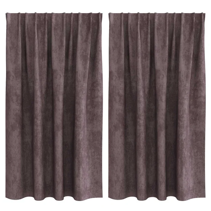 vidaXL Cortina con cortinas 2 pcs Marrón 140 x 140 cm Terciopelo (2)