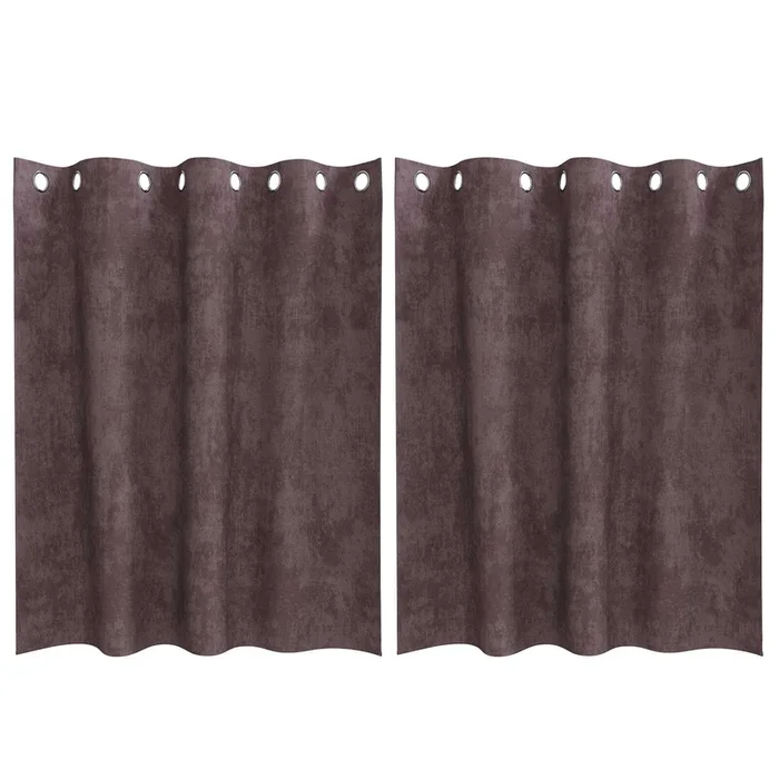 vidaXL Cortina con cortinas 2 pcs Marrón 140 x 140 cm Terciopelo (3)