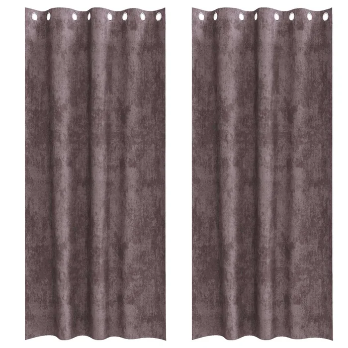 vidaXL Cortina con cortinas 2 pcs Marrón 260 x 140 cm Terciopelo (3)