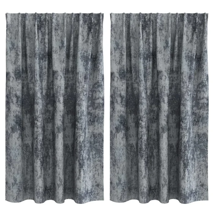 vidaXL Cortina con cortinas 2 pcs Plateado 140 x 140 cm Terciopelo (2)