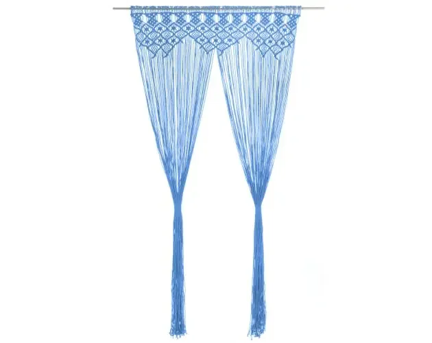 vidaXL cortina de macramé aLGodón azul 140×240 cm | Brico Depôt Quantità Limitata