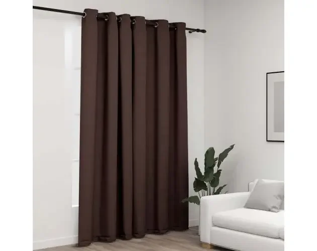 vidaXL cortina opaca con ojales look de lino gris taupe 290×245 cm | Brico Depôt All’Ingrosso