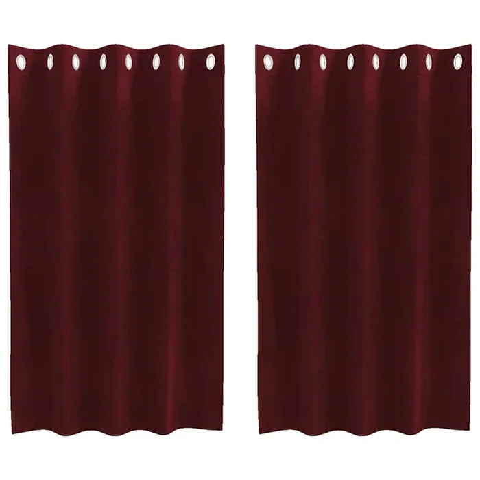 vidaXL Cortinas 2 pcs Rojo vino tinto 140 x 140 cm Terciopelo (2)