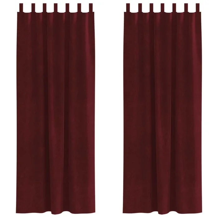 vidaXL Cortinas 2 pcs Rojo vino tinto 140 x 245 cm Terciopelo (2)