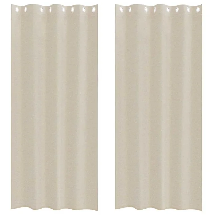 vidaXL Cortinas con cortinas 2 pcs Arena 140x175cm Poliéster (4)