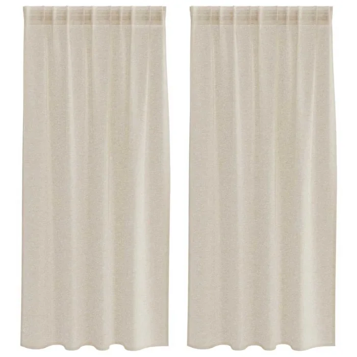 vidaXL Cortinas con cortinas 2 pcs Arena 140x175cm Poliéster (7)