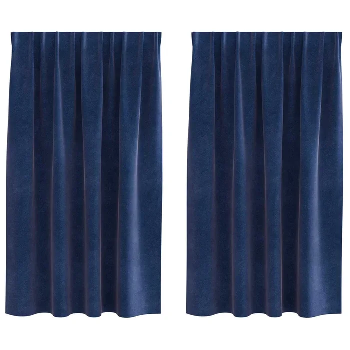 vidaXL Cortinas con cortinas 2 pcs Azul Oscuro 140 x 175 cm Terciopelo (2)