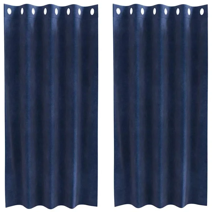vidaXL Cortinas con cortinas 2 pcs Azul oscuro 140 x 175 cm Terciopelo