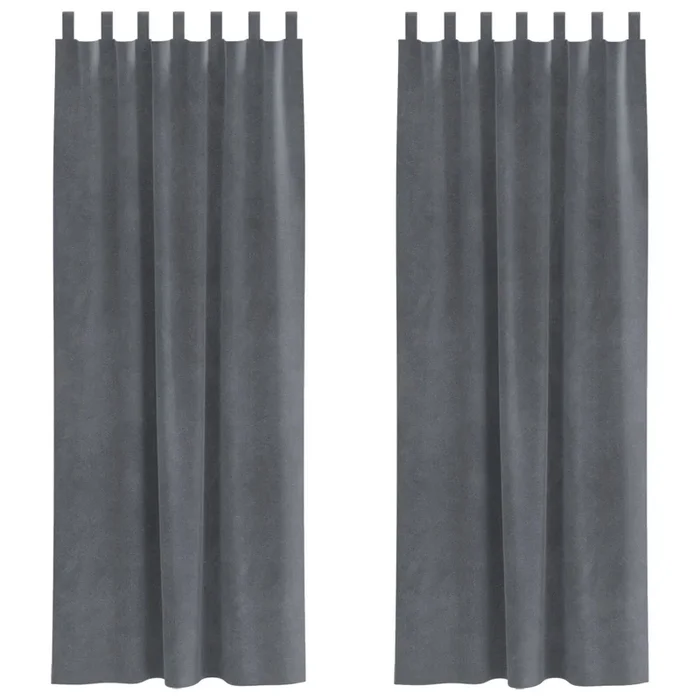 vidaXL Cortinas con cortinas 2 pcs Gris claro 140 x 260 cm Terciopelo (4)