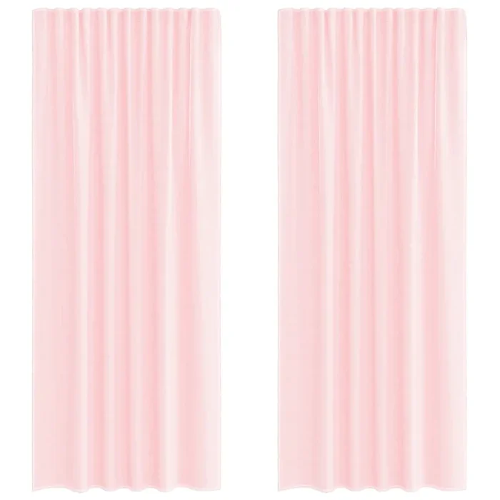 vidaXL Cortinas de gasa con bolsillos para varillas 2 uds. rosa claro (5)