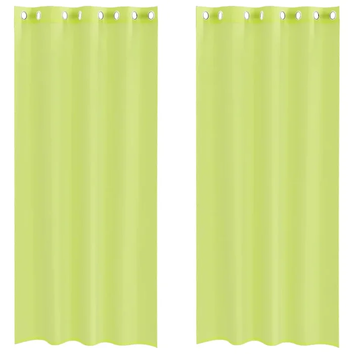 vidaXL Cortinas de gasa con ojales 2 uds verde manzana 140×245 cm