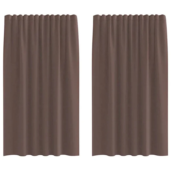 vidaXL Cortinas de gasa con trabillas 2 uds. marrón (4)