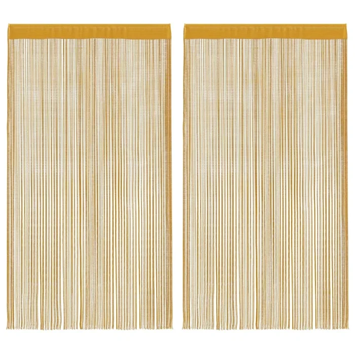 vidaXL Cortinas de hilos 2 uds doradas 100×250 cm