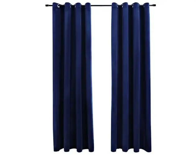vidaXL cortinas opacas anillas 2 pzas terciopelo azul oscuro 140x175cm | Brico Depôt Popolare