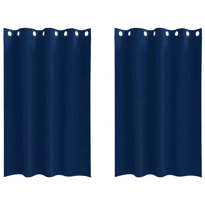 vidaXL Cortinas opacas Azul Oscuro Poliéster (2)