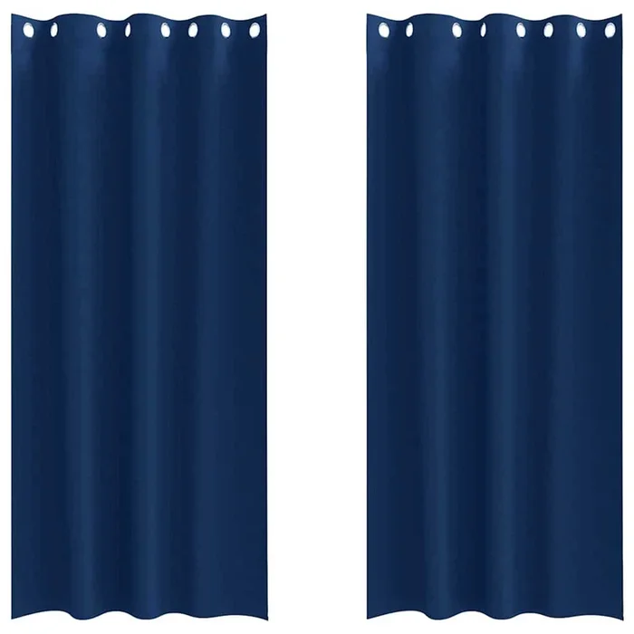 vidaXL Cortinas opacas Azul Oscuro Poliéster (4)