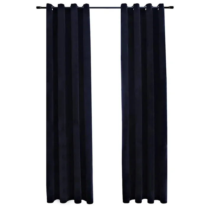 vidaXL Cortinas opacas con anillas 2 uds terciopelo negro 140×245 cm