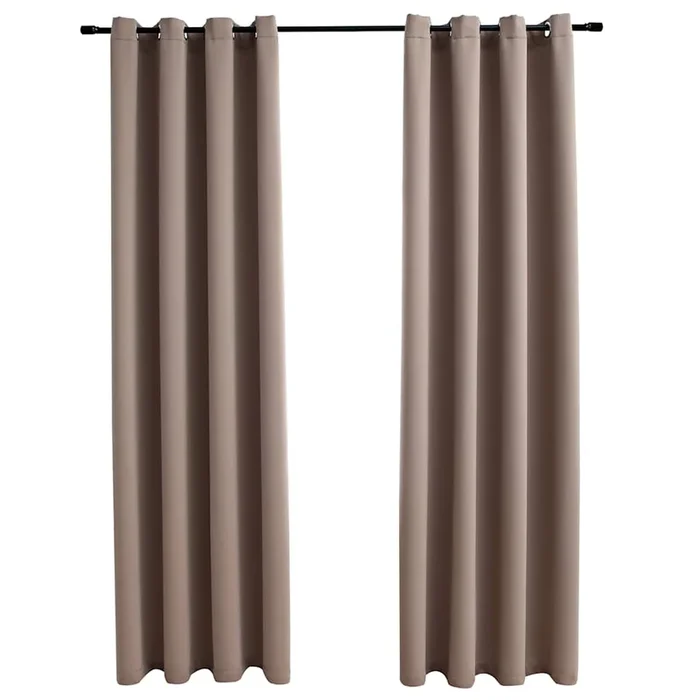 vidaXL Cortinas opacas con anillas de metal 2 pzs gris topo 140×245 cm