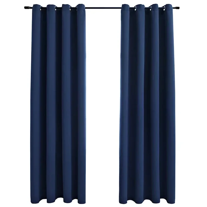 vidaXL Cortinas opacas con anillas de metal 2 uds azul 140×245 cm