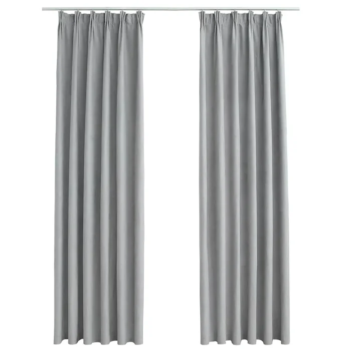 vidaXL Cortinas opacas con ganchos 2 piezas gris 140×175 cm